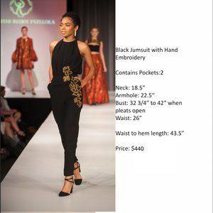 New Black Jumpsuit with Hand Embroidery